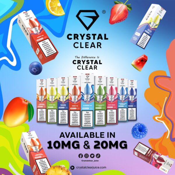 CRYSTAL CLEAR BAR NIC SALTS (Box of 10)